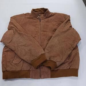 VTG Ash Creek Trading Mens L Insulated Bomber Jacket Brown Suede Genuine Leather